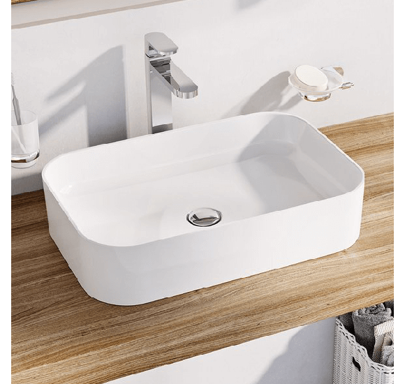 RAVAK pastatomas ant stalviršio Ceramic 550 R Slim praustuvas, baltas