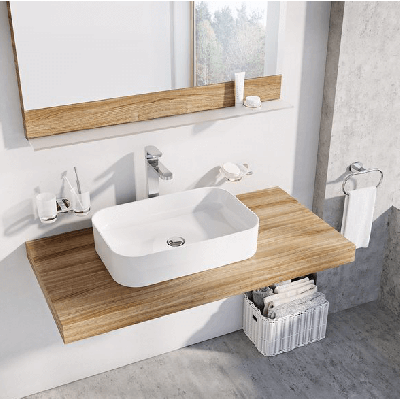 RAVAK pastatomas ant stalviršio Ceramic 550 R Slim praustuvas, baltas