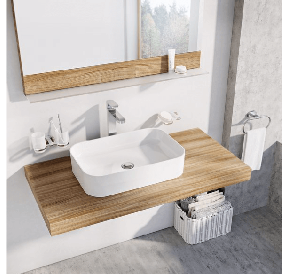 RAVAK pastatomas ant stalviršio Ceramic 550 R Slim praustuvas, baltas