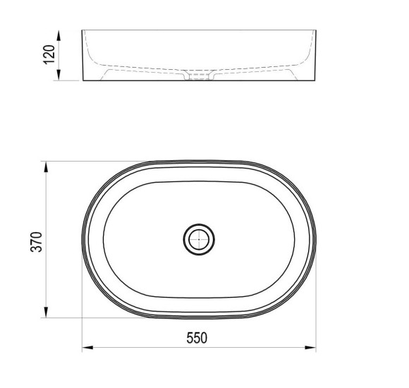 Ravak Ceramic O Slim pastatomas praustuvas, 550x370x120