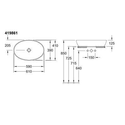 Villeroy & Boch Artis praustuvas 61x41cm