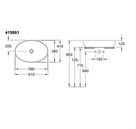 Villeroy & Boch Artis praustuvas 61x41cm