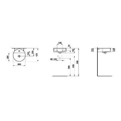 Laufen VAL pakabinamas praustuvas 400x425