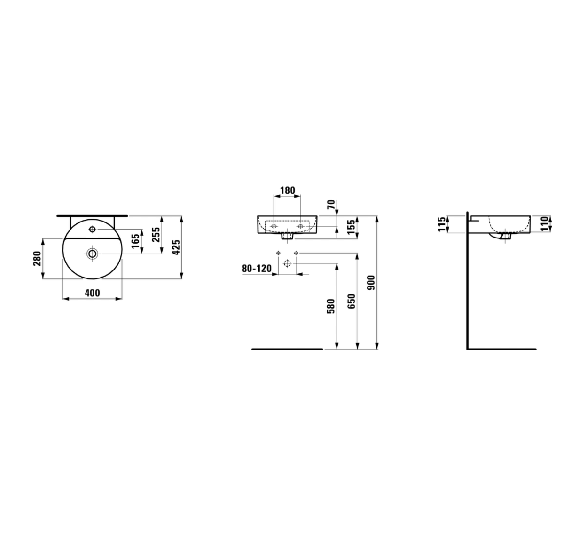 Laufen VAL pakabinamas praustuvas 400x425