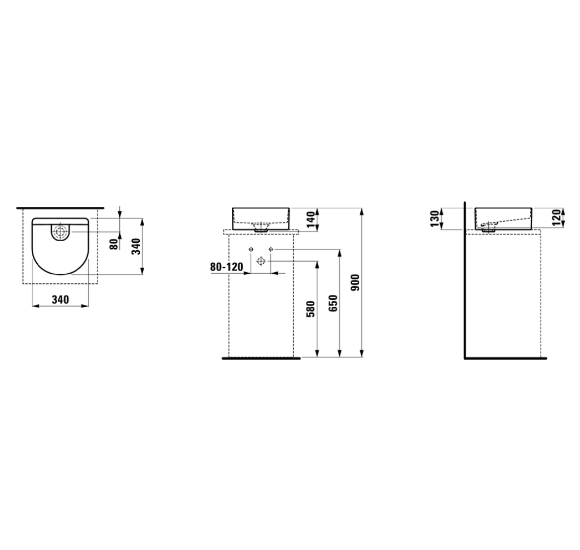 Pastatomas praustuvas Laufen Sonar 340x340mm