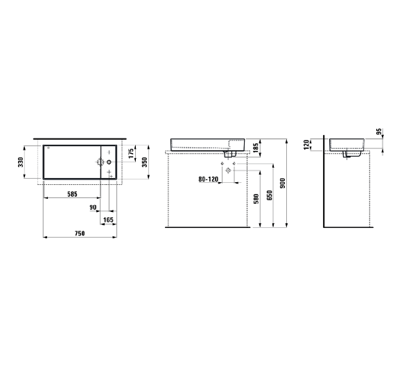Pastatomas praustuvas Kartel by Laufen 750x350mm