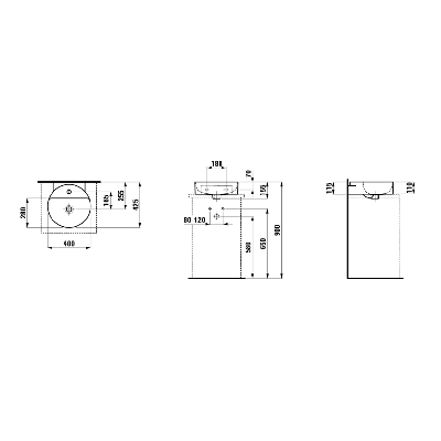 Pakabinamas praustuvas Laufen VAL 400x425