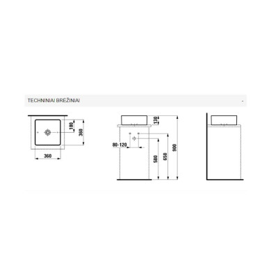 Pastatomas praustuvas Laufen Living Square 36x36