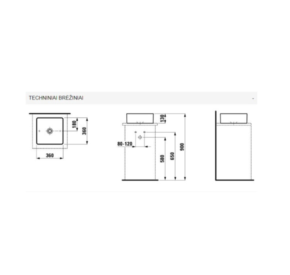 Pastatomas praustuvas Laufen Living Square 36x36