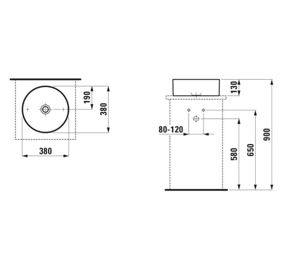 Pastatomas praustuvas Laufen Living Square 38x38