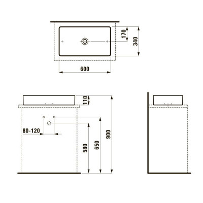 Pastatomas praustuvas Laufen Living Square 60x34cm
