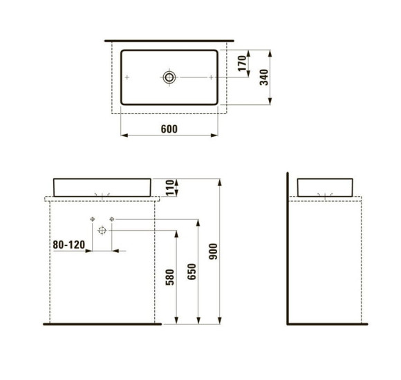 Pastatomas praustuvas Laufen Living Square 60x34cm