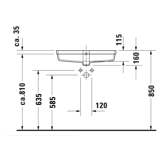 Duravit Vero Air po stalviršiu montuojamas praustuvas 635x345