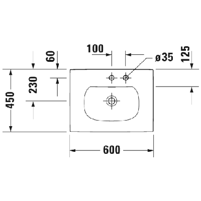 Duravit Viu įleidžiamas praustuvas 600x450