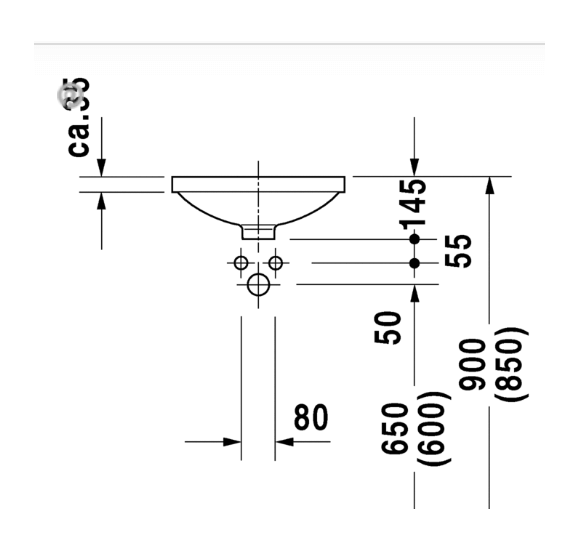 Duravit Architec po stalviršiu montuojamas praustuvas 375mm