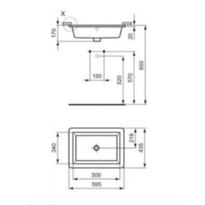 Ideal Standard STRADA po stalviršiu montuojamas praustuvas (59x43cm)