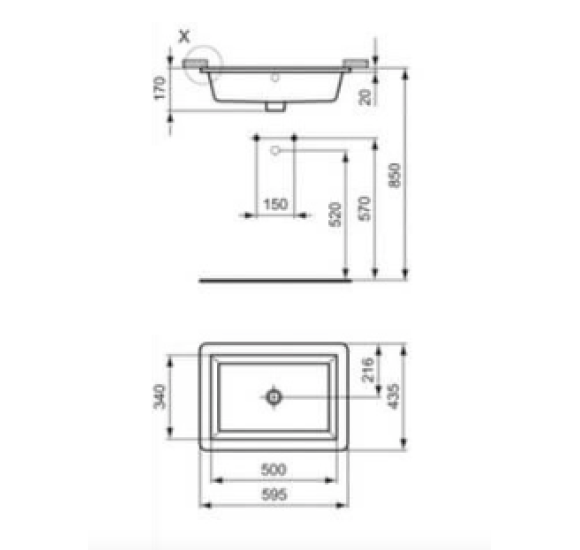 Ideal Standard STRADA po stalviršiu montuojamas praustuvas (59x43cm)