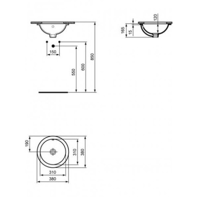 Ideal Standard CONNECT montuojamas po stalviršiu apvalus praustuvas (38cm)