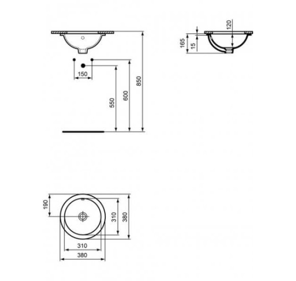 Ideal Standard CONNECT montuojamas po stalviršiu apvalus praustuvas (38cm)