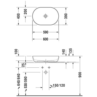 Praustuvas Duravit Luv 600 x 400