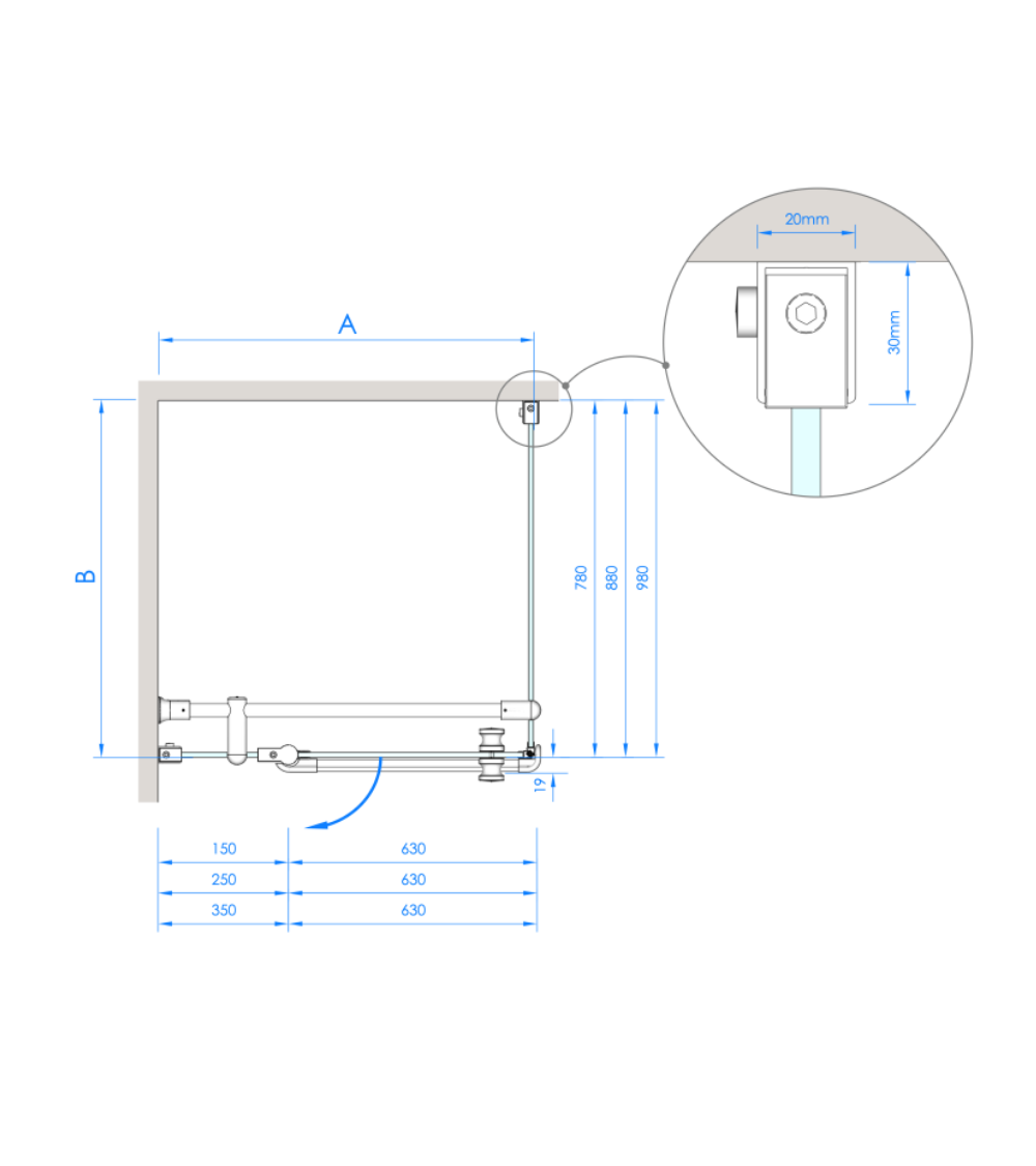Brasta Glass Karina dušo kabina, 90x90x200, skaidrus stiklas, pasirinkite spalvą