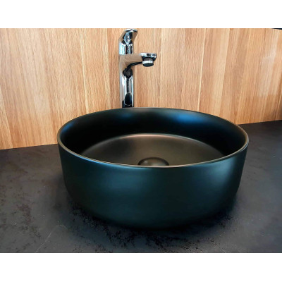 KAMĖ TONDO keraminis praustuvas, matinis juodas 35cm