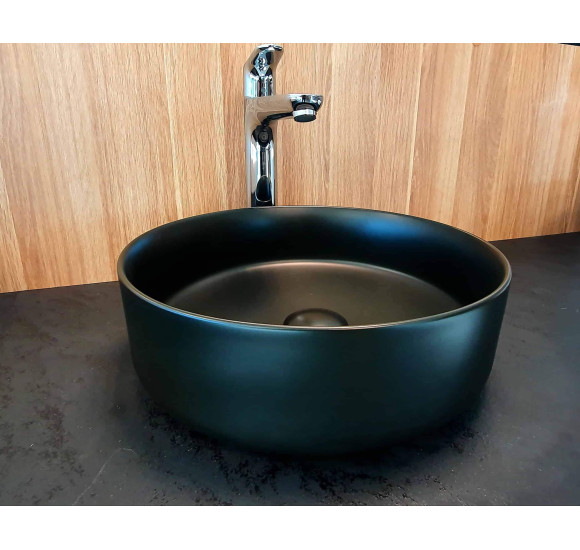 KAMĖ TONDO keraminis praustuvas, matinis juodas 35cm