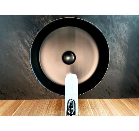 KAMĖ TONDO keraminis praustuvas, matinis juodas 35cm