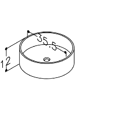 KAMĖ TONDO keraminis praustuvas, matinis juodas 35cm