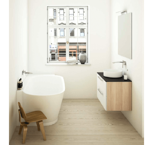 KAMĖ TONDO keraminis praustuvas, matinis baltas 35cm