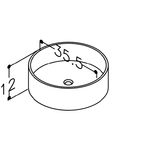 KAMĖ TONDO keraminis praustuvas, matinis baltas 35cm