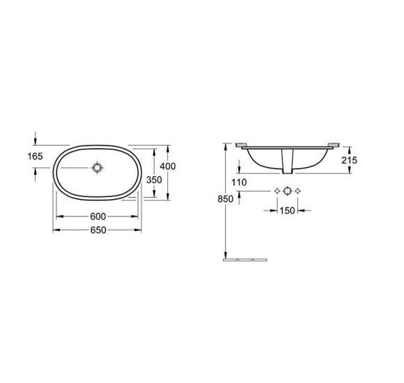 Villeroy & Boch O.Novo po stalviršiu montuojamas praustuvas 600x350mm