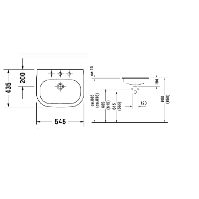Duravit praustuvas D-Code, 545x435