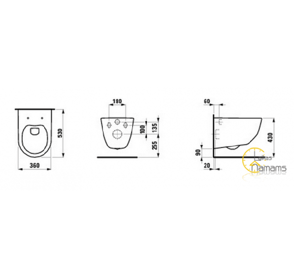 LAUFEN Pro New pakabinamas unitazas 'Rimless', su 'SoftClose' plonu dangčiu