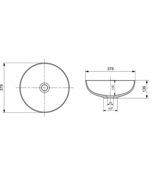 Bocchi (1494) pastatomas praustuvas 38cm skermens, juodos matinės spalvos