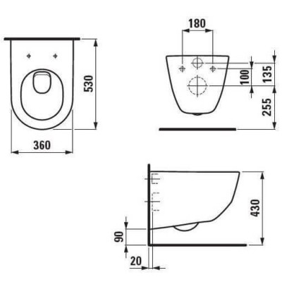 LAUFEN Pro New pakabinamas unitazas (be dangčio)