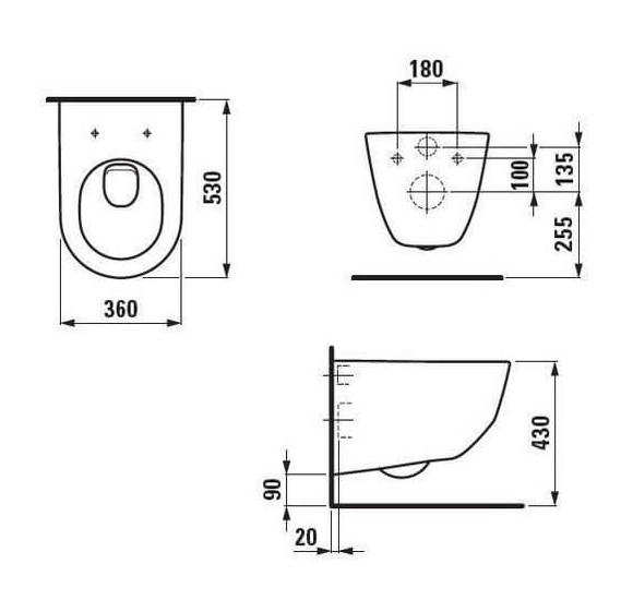 LAUFEN Pro New pakabinamas unitazas (be dangčio)