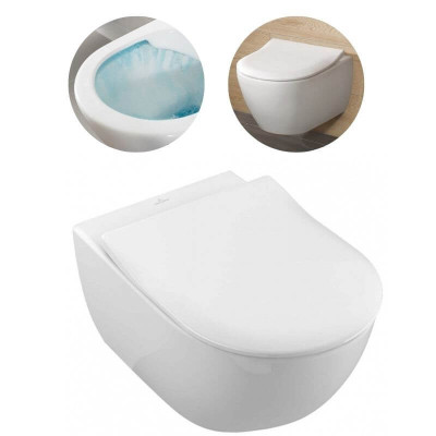 Villeroy&Boch pakabinamas unitazas Subway 2 'Rimless', su plonu dangčiu, 5614R201