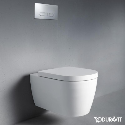 Pakabinamas klozetas Duravit Me by Starck compact "Rimless", su "soft close" dangčiu