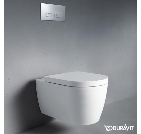 Pakabinamas klozetas Duravit Me by Starck compact "Rimless", su "soft close" dangčiu
