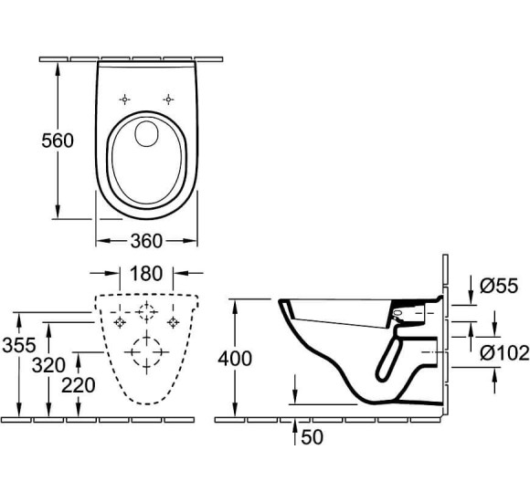 Villeroy&Boch O.Novo pakabinamas klozetas su lėtai nusileidžiančiu dangčiu