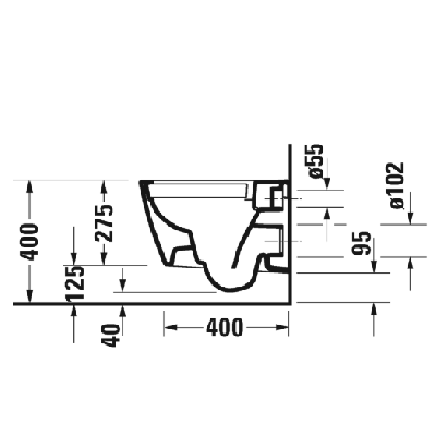 Duravit Viu Compact pakabinamas klozetas be dangčio