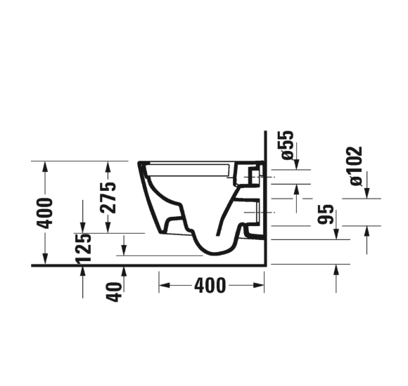 Duravit Viu Compact pakabinamas klozetas be dangčio