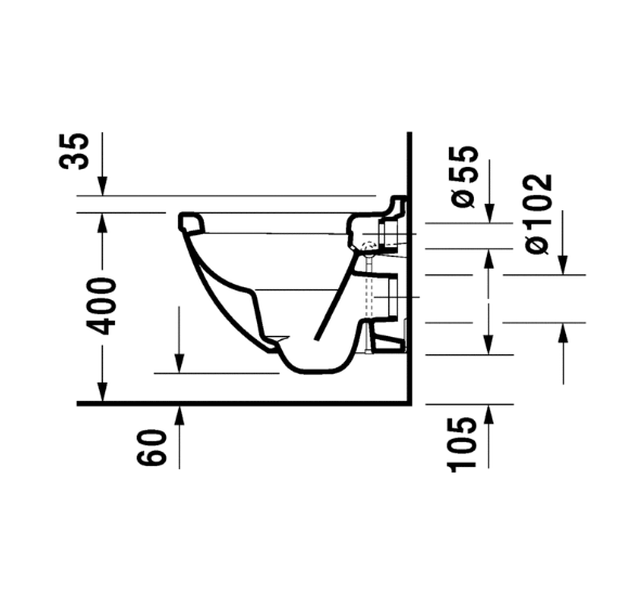 Duravit Starck 3 Compact pakabinamas klozetas be dangčio