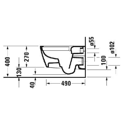 Duravit Viu pakabinamas klozetas be dangčio