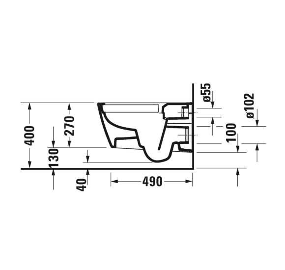 Duravit Viu pakabinamas klozetas be dangčio