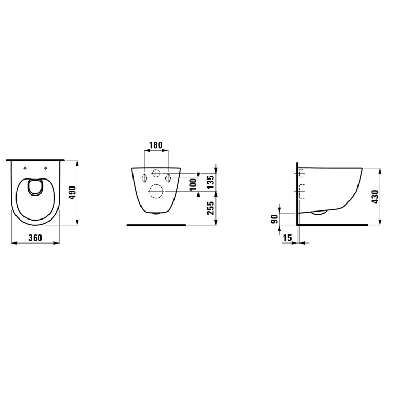 Laufen Pro New pakabinamas unitazas Rimless compact, be dangčio