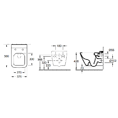 Villeroy&Boch Finion pakabinamas klozetas be dangčio