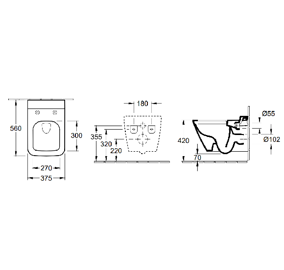 Villeroy&Boch Finion pakabinamas klozetas be dangčio