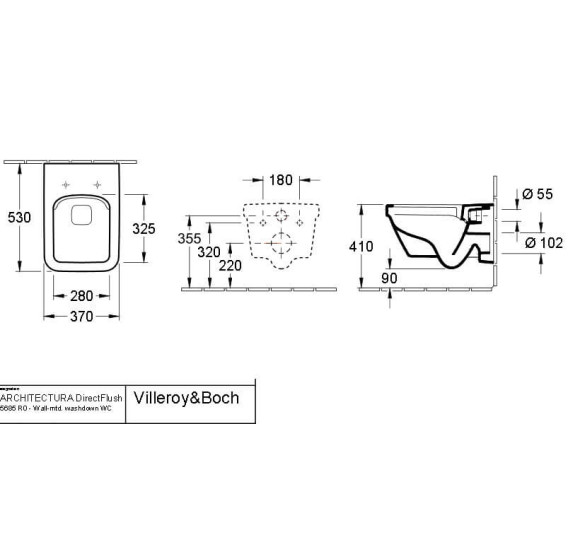 Villeroy&Boch Architectura pakabinamas rimless klozetas  su "soft close" dangčiu